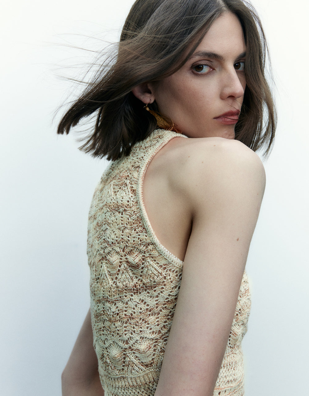 Crochet Crew Neck Knitted Tank Top