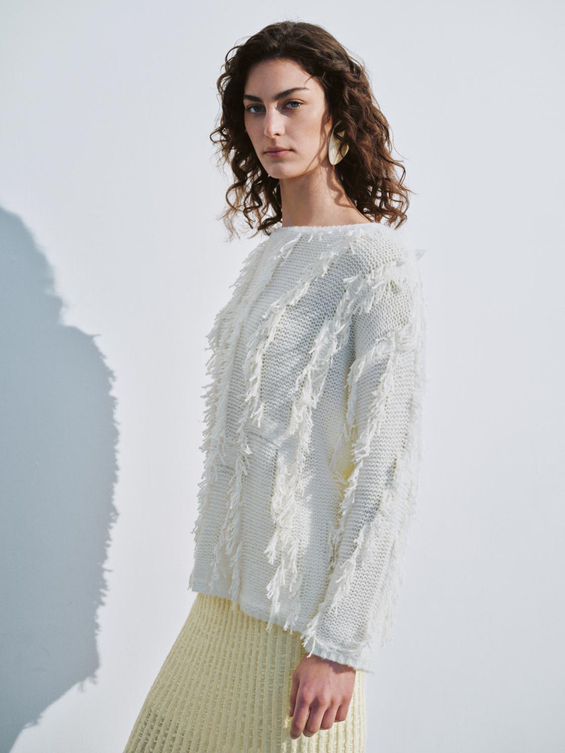 Fringed Crew Neck Knitted T-Shirts