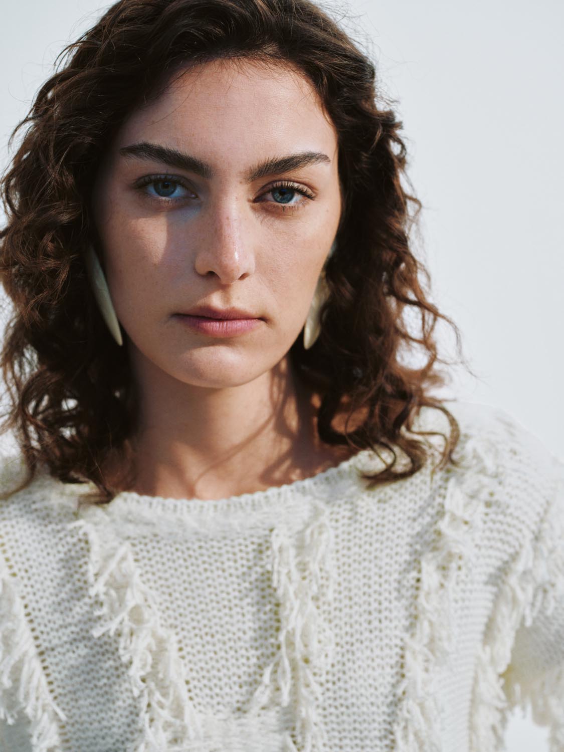 Fringed Crew Neck Knitted T-Shirts