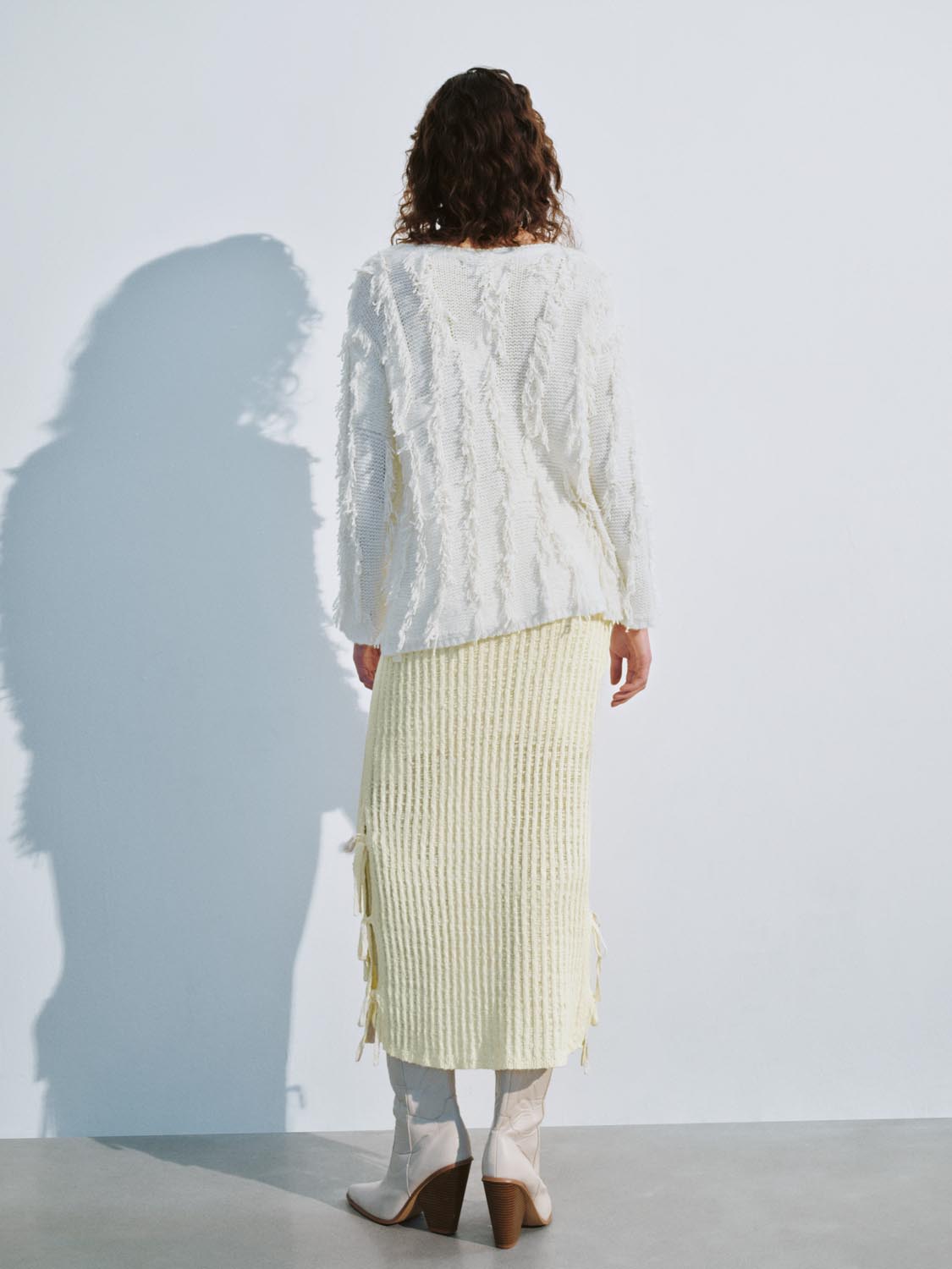 Fringed Crew Neck Knitted T-Shirts