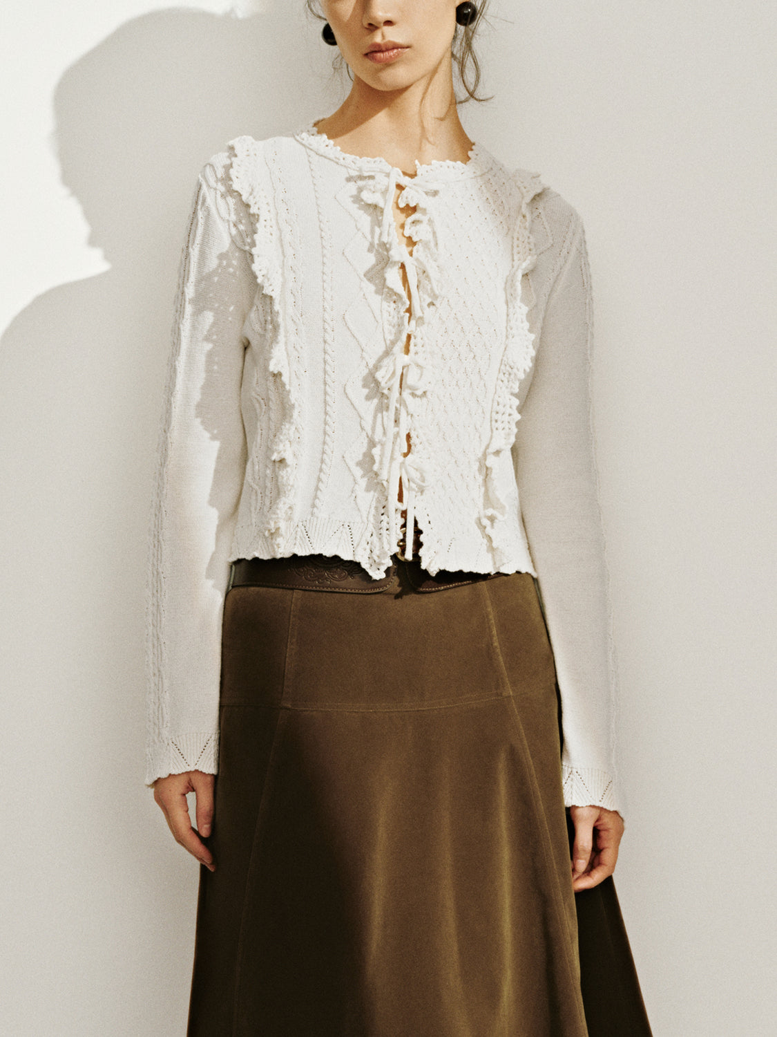 Lace Up Front Knitted Cardigans