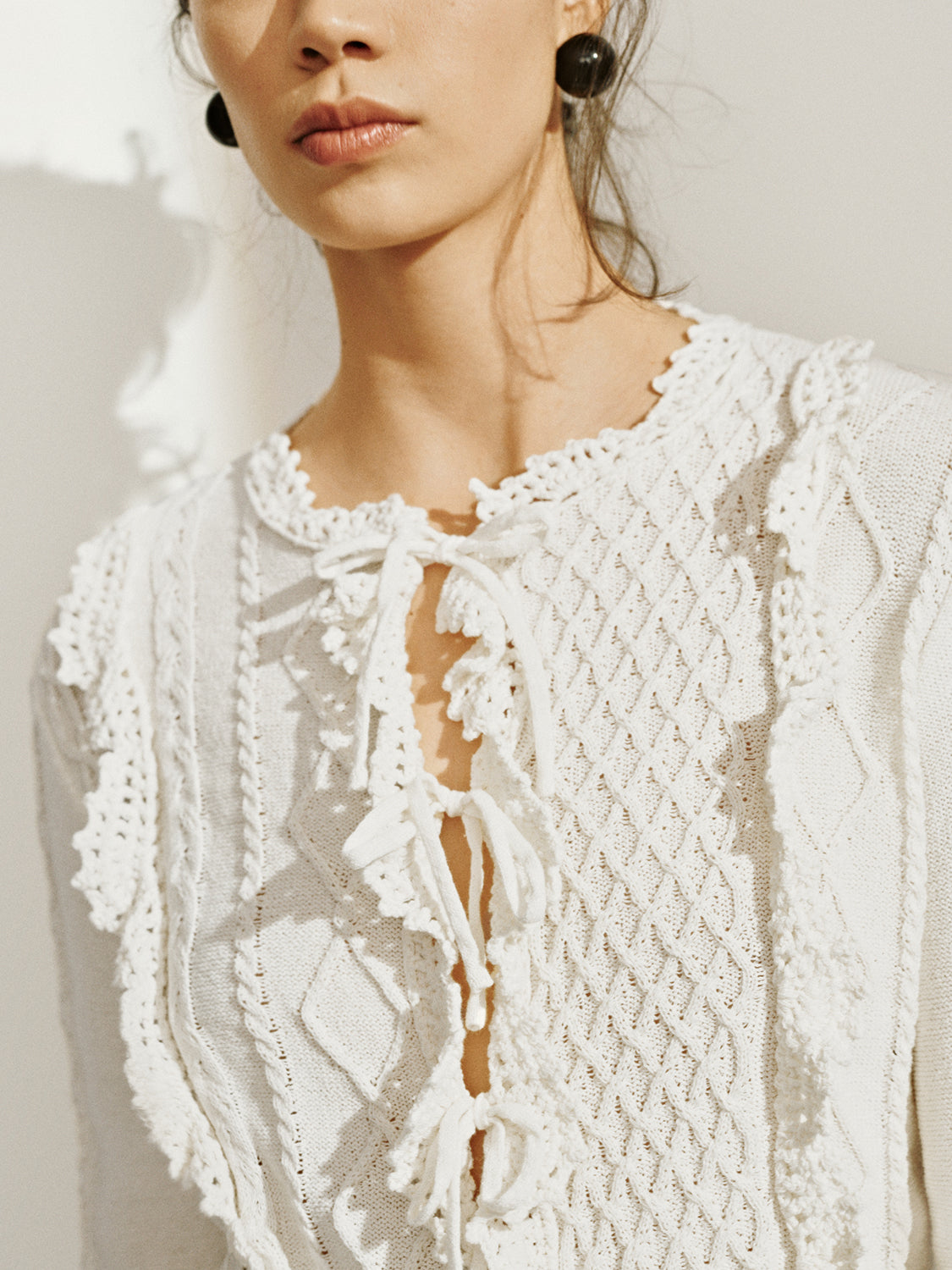 Lace Up Front Knitted Cardigans