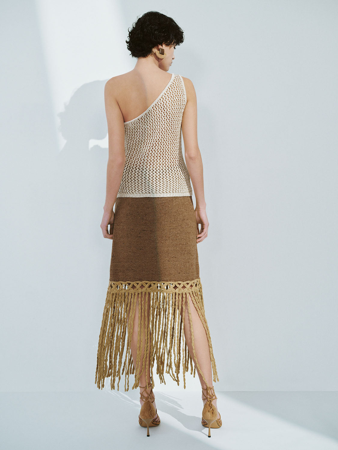Crochet Knitted One Shoulder T-Shirts