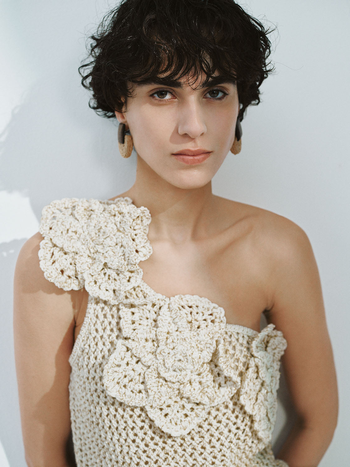Crochet Knitted One Shoulder T-Shirts