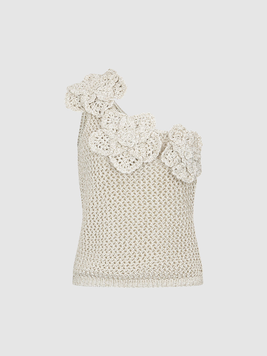 Crochet Knitted One Shoulder T-Shirts