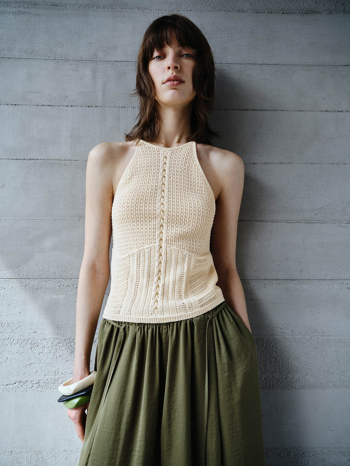 Lace Knitted Sleeveless T-Shirts