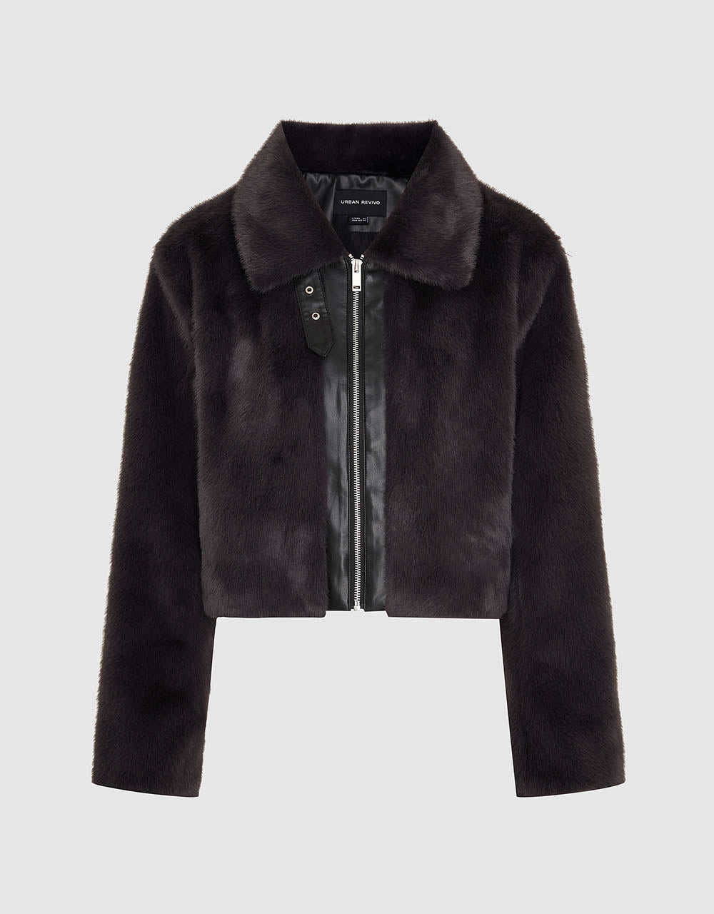 Zipper Front Furry Coat