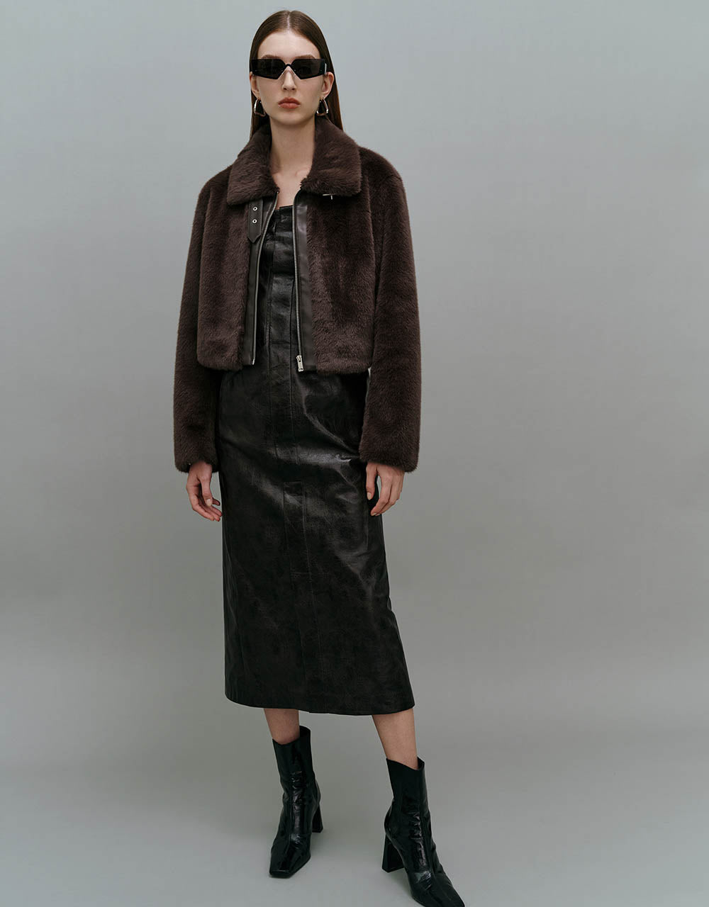 Zipper Front Furry Coat