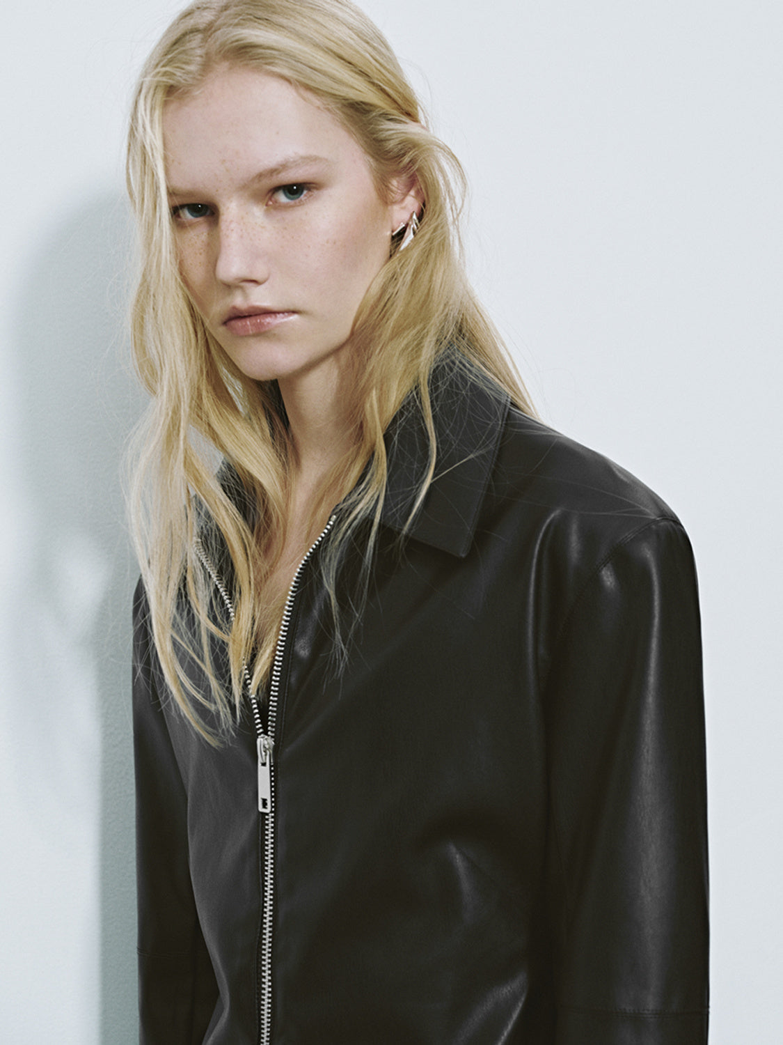 Zip Up Front Vegan Leather Jackets