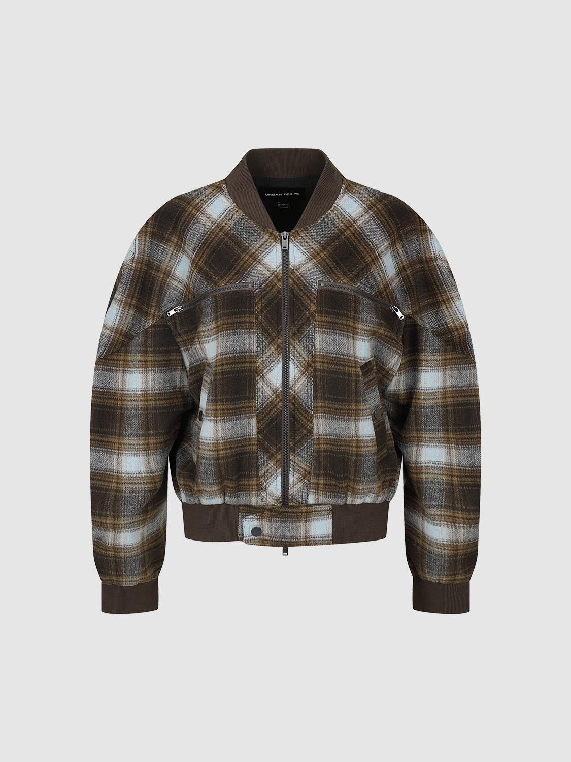 Zip Up Loose Check Jackets