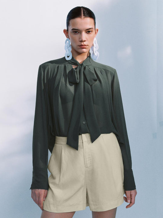 Scarf Décor Long Sleeve Shirts