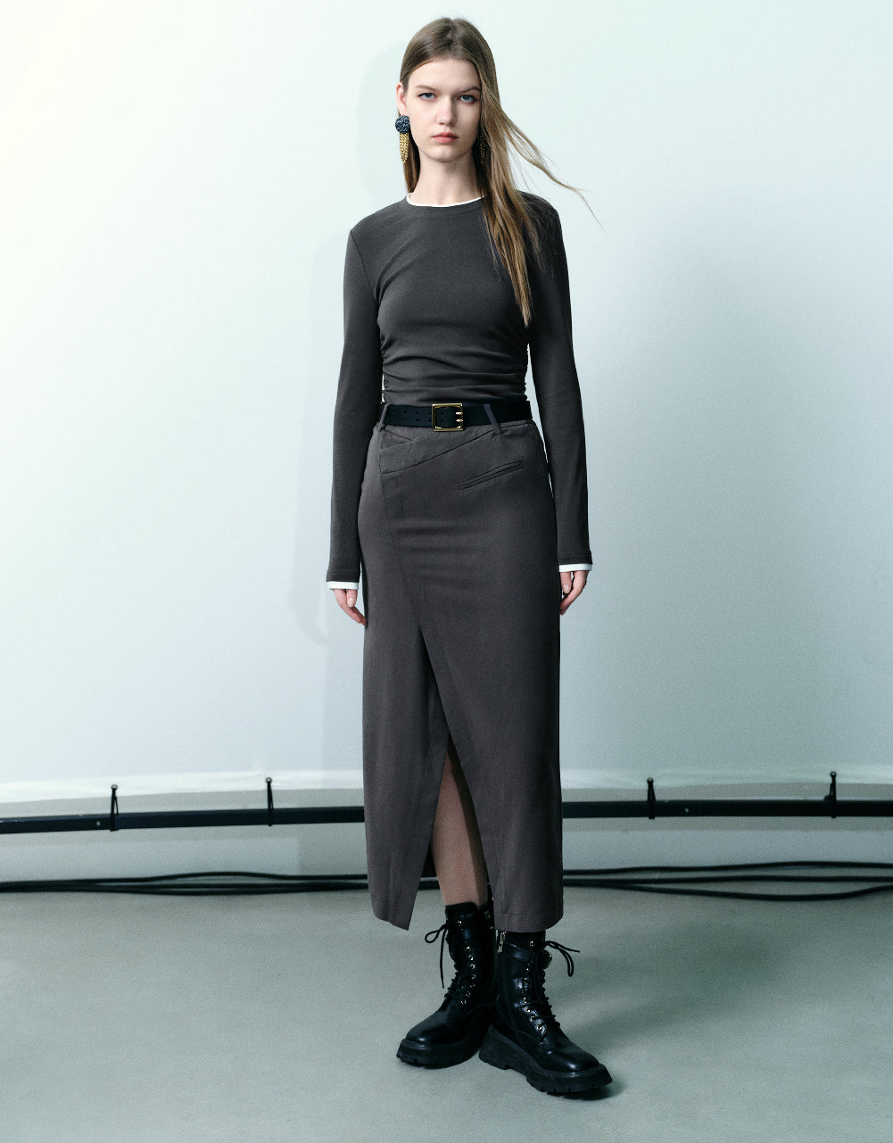 Asymmetric Crew Neck Straight T-Shirt