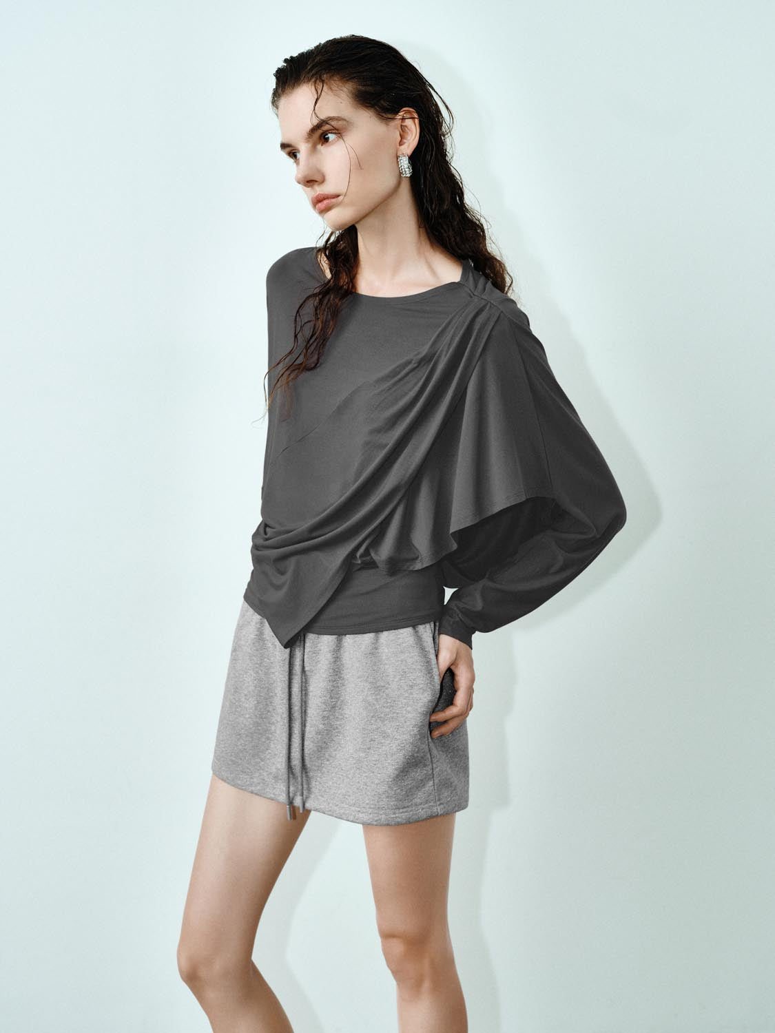Ruched Long Sleeve T-Shirts