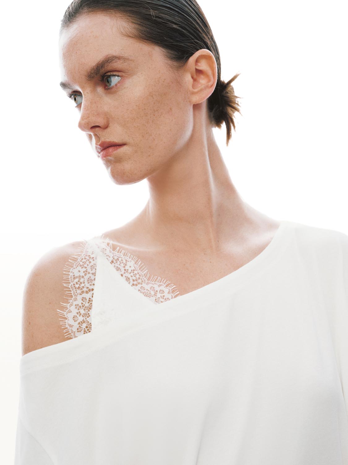 2 In 1 Laced One Shoulder T-Shirts