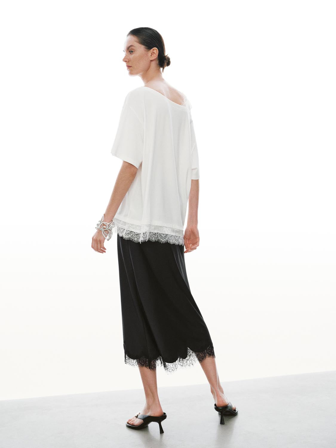 2 In 1 Laced One Shoulder T-Shirts