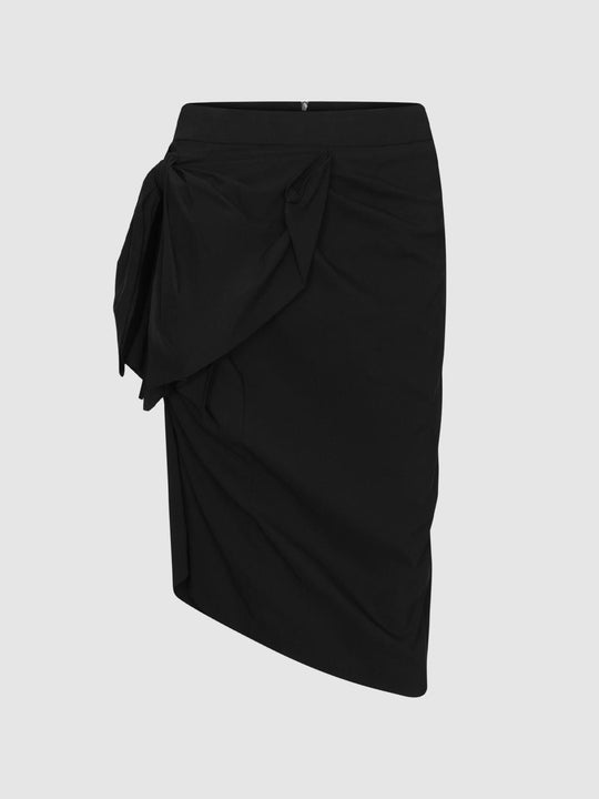 Drape Structured Straight Midi Skirts