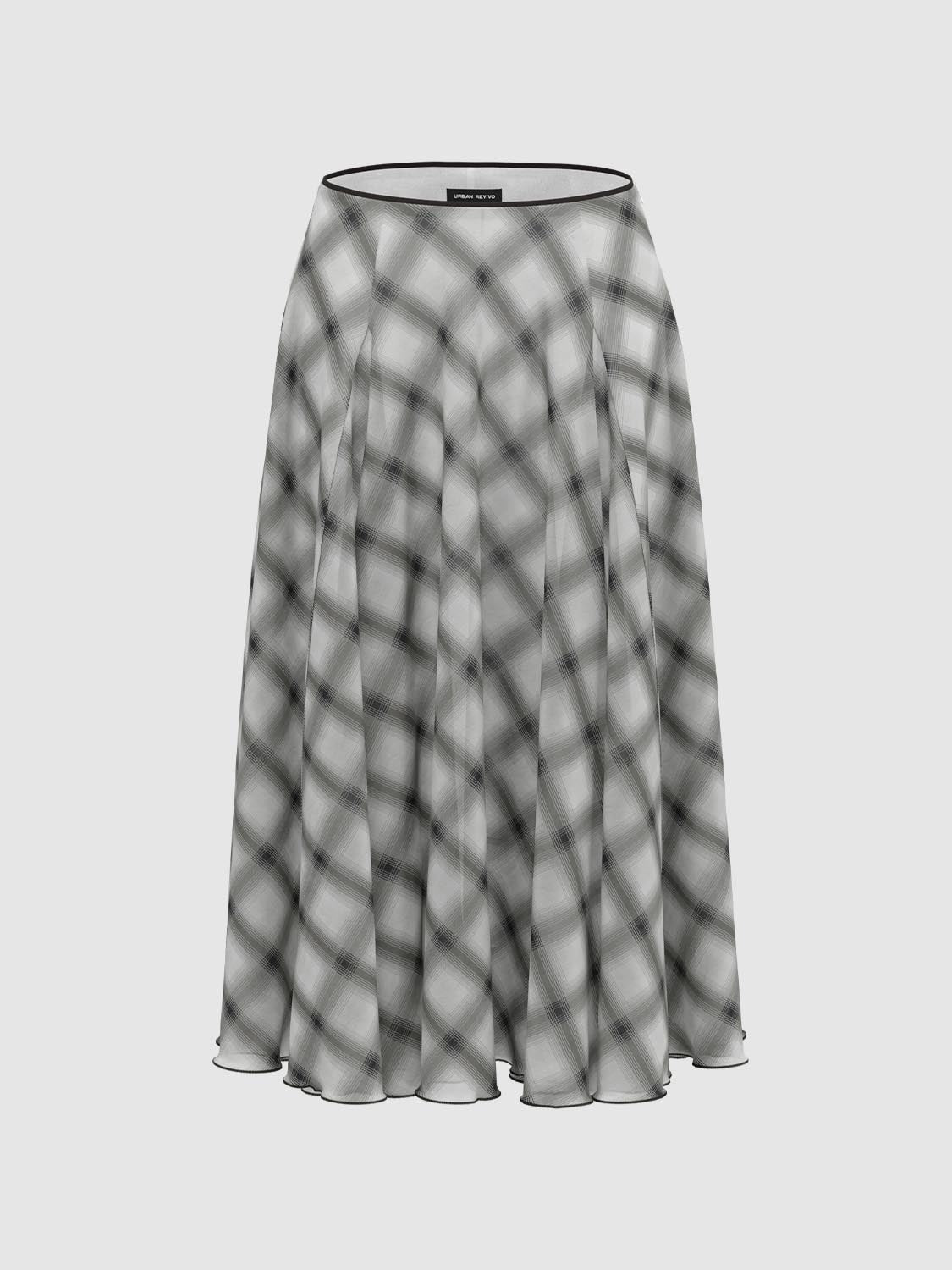 Plaid Maxi Flared Skirts