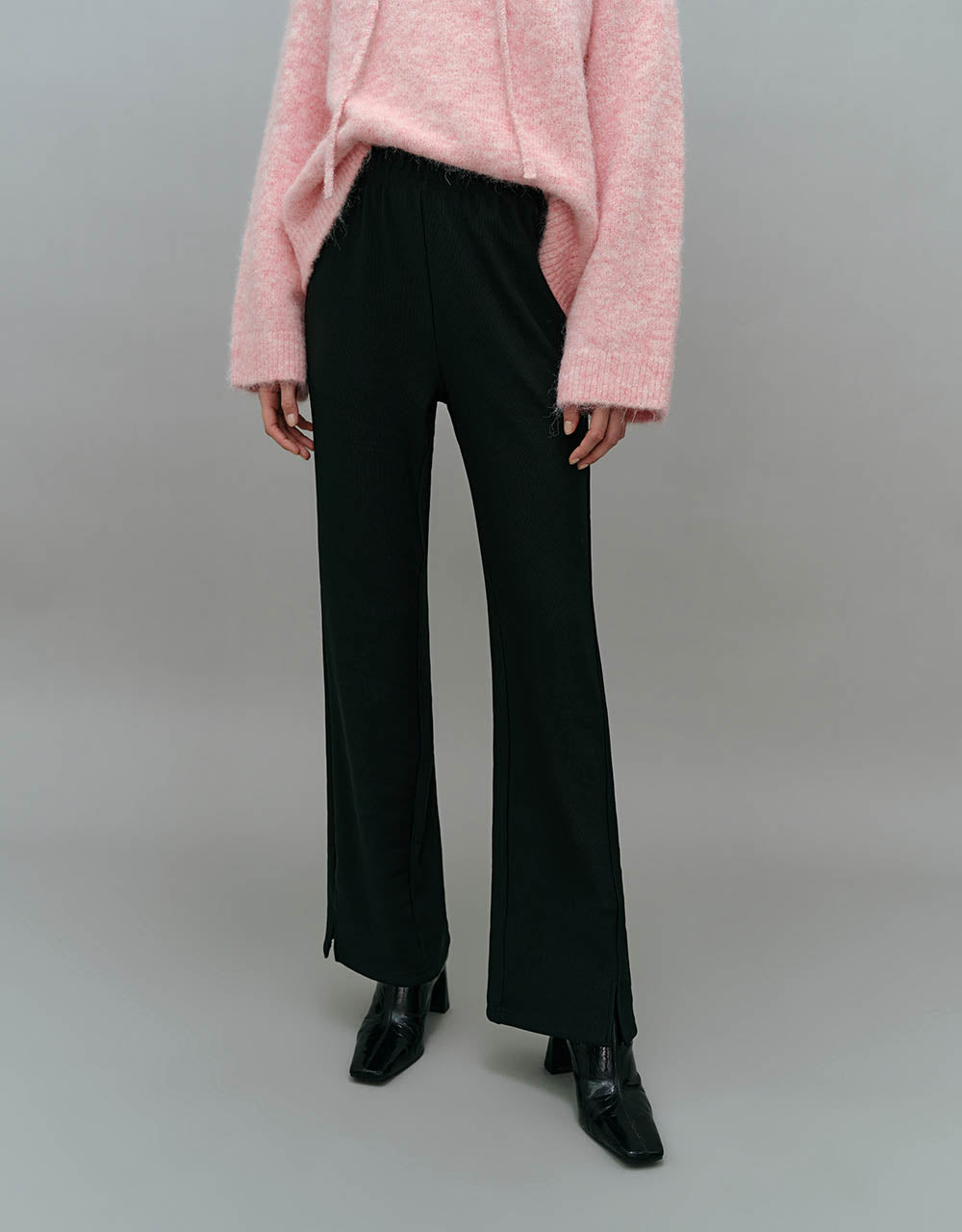 Elastic Waist Knitted Wide-Leg Pants