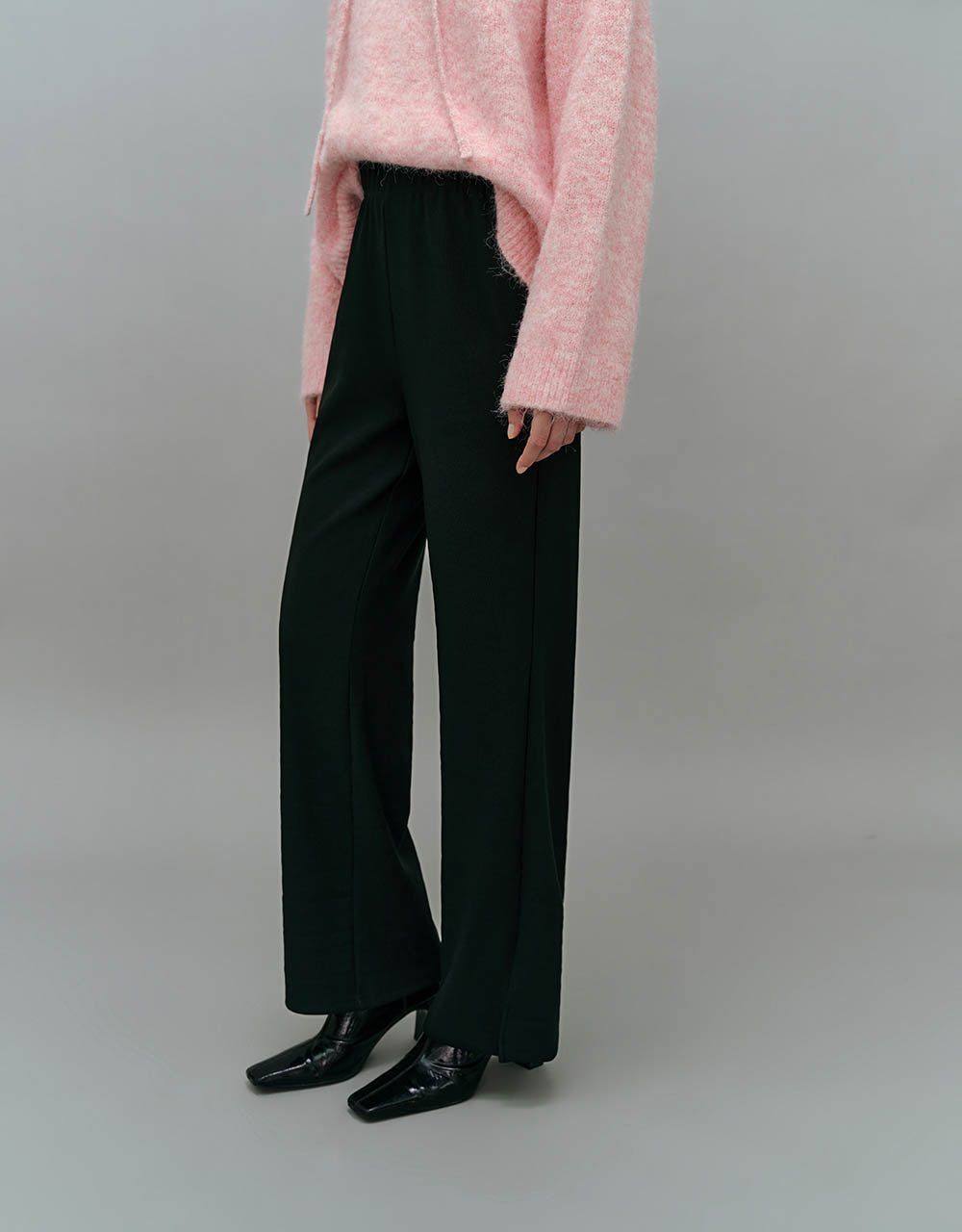Elastic Waist Knitted Wide-Leg Pants