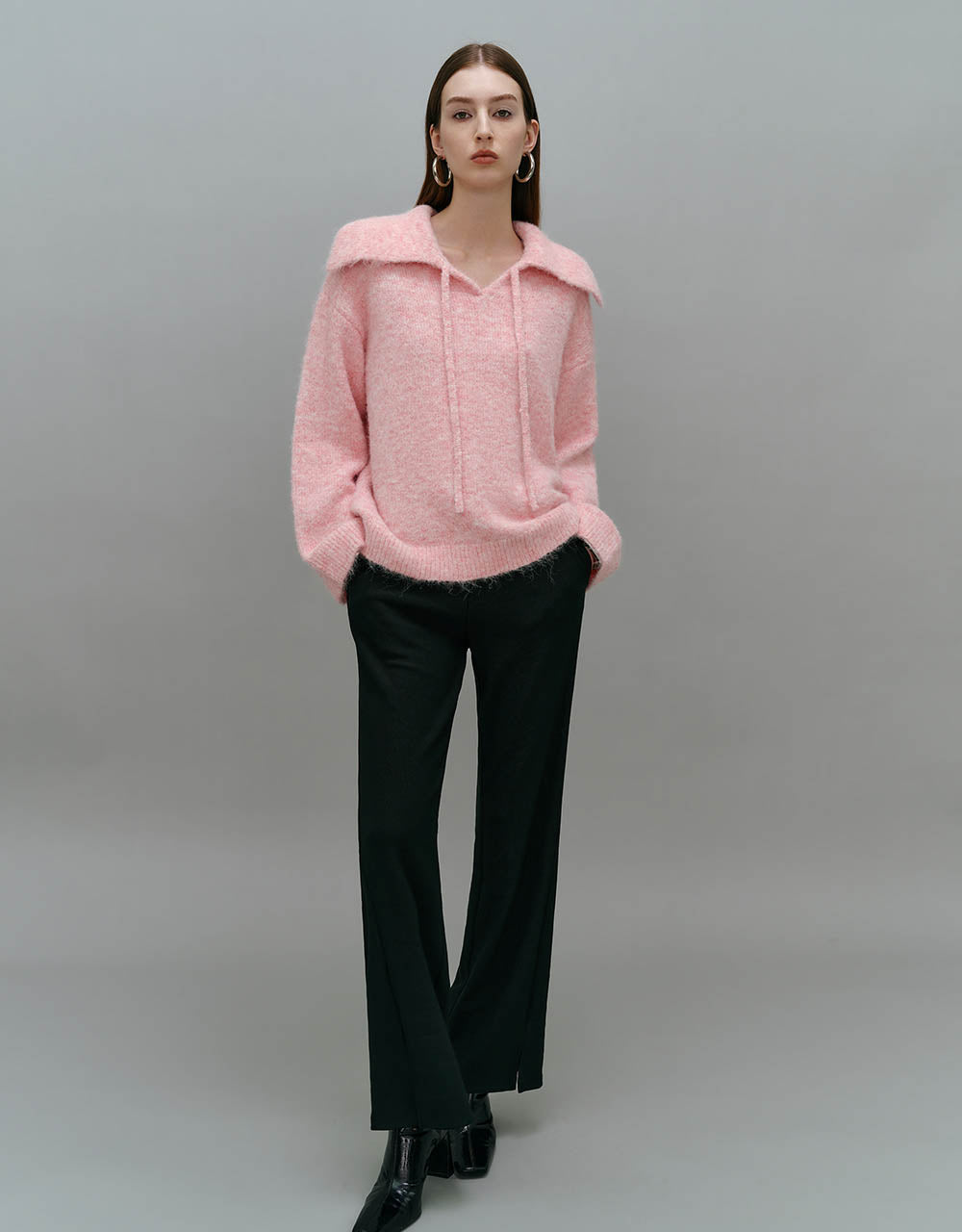 Elastic Waist Knitted Wide-Leg Pants