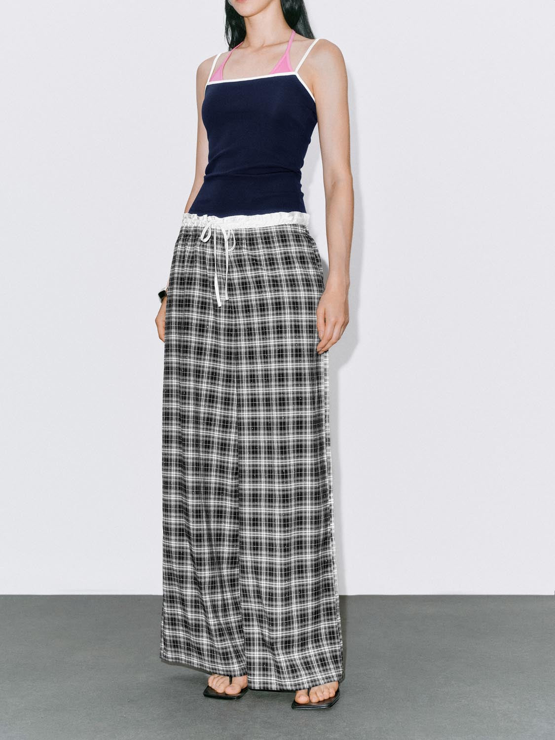 Plaid Wide-Leg Pants