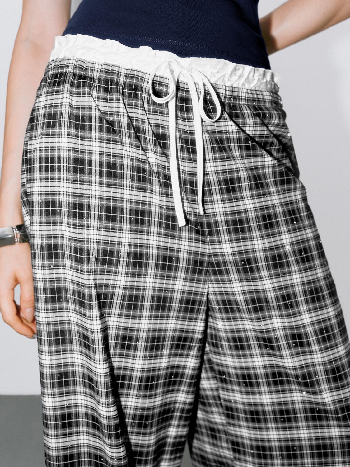 Plaid Wide-Leg Pants