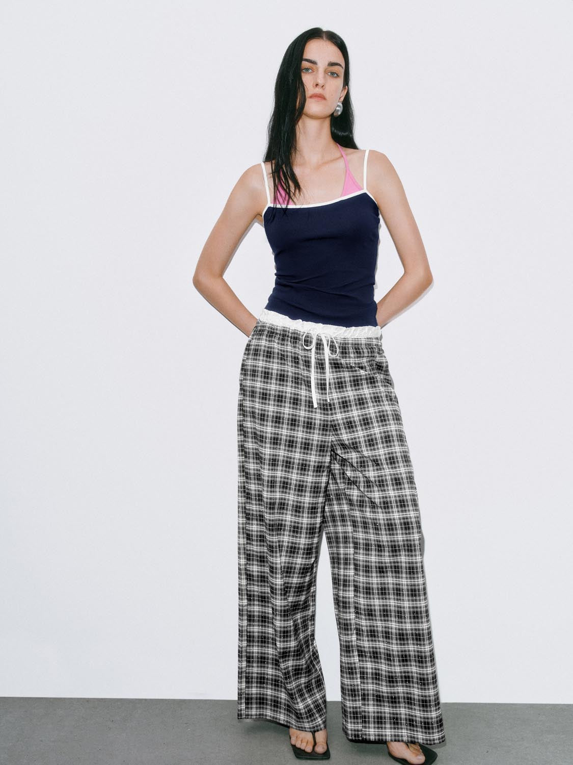 Plaid Wide-Leg Pants