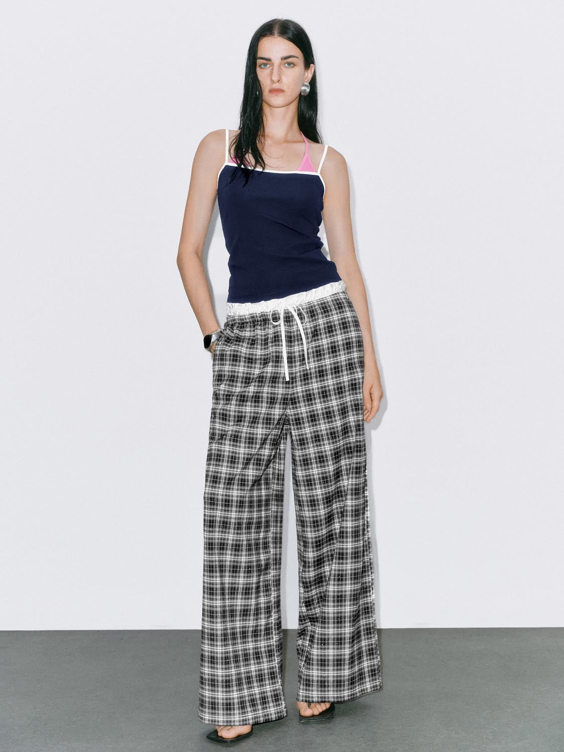 Plaid Wide-Leg Pants