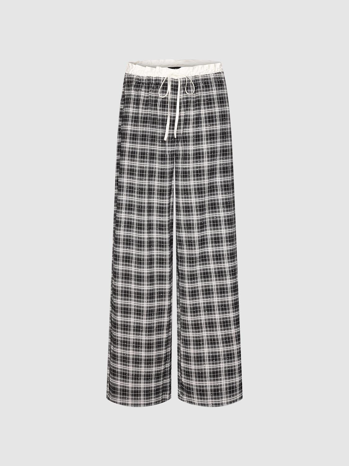 Plaid Wide-Leg Pants
