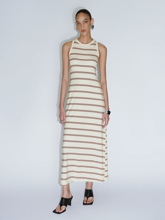 Striped Sleeveless A-Line Dresses