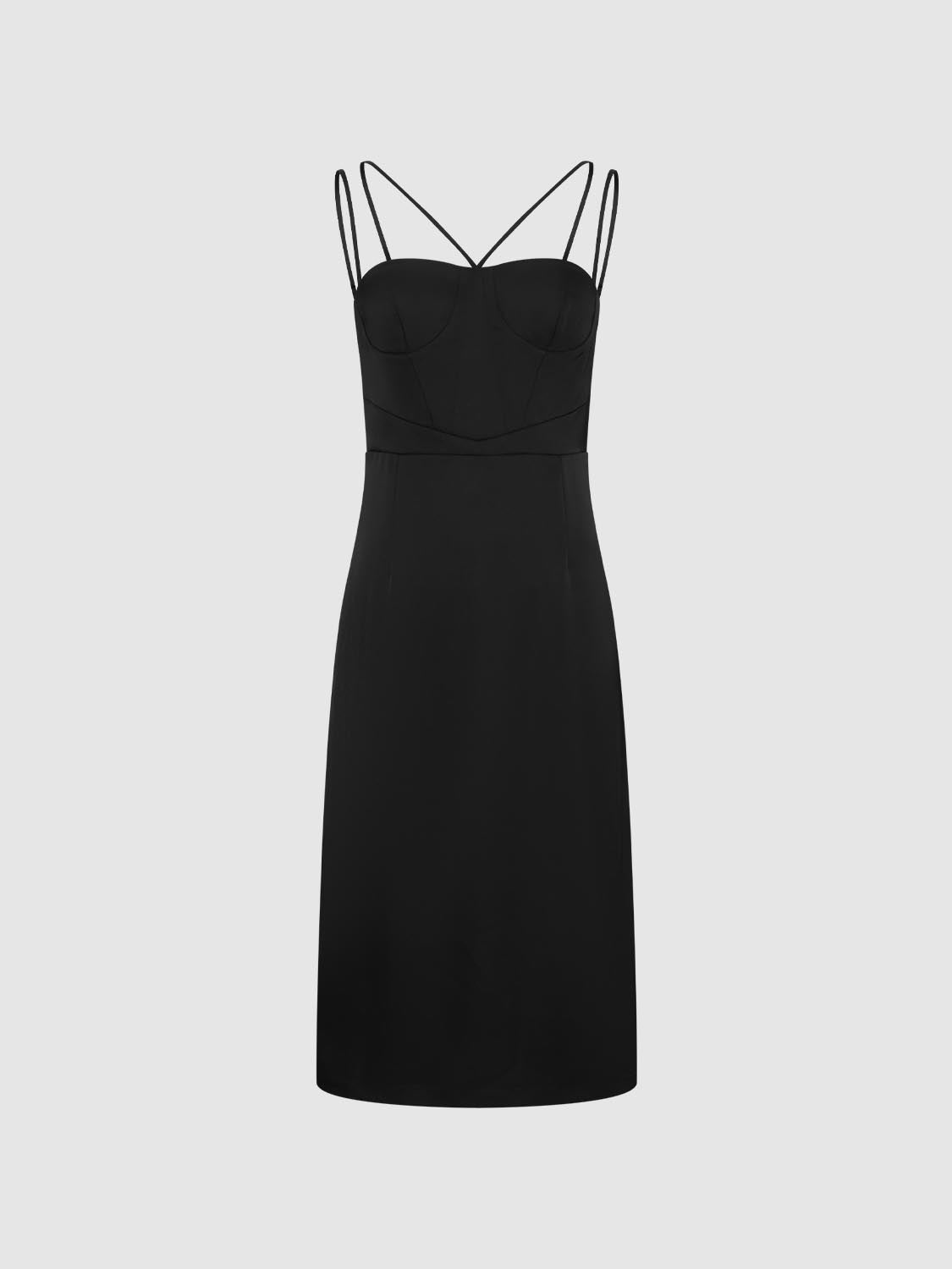 Cross Back Skinny-Fit Midi Dresses