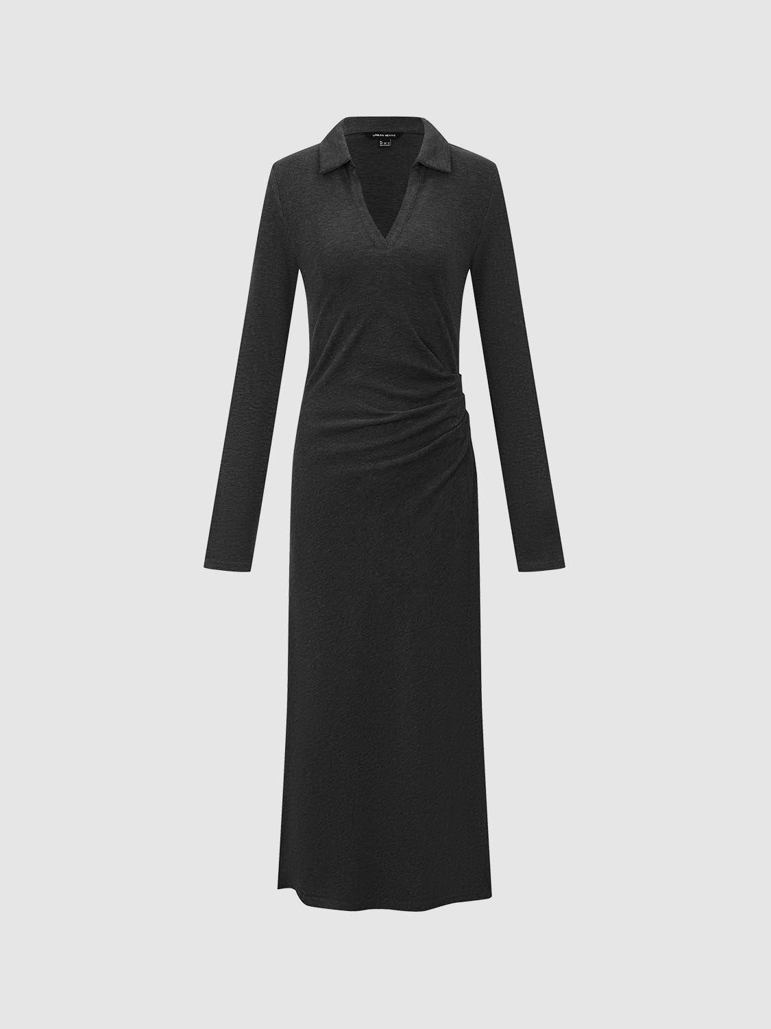 Collared Ruched Skinny Fit Maxi Dresses