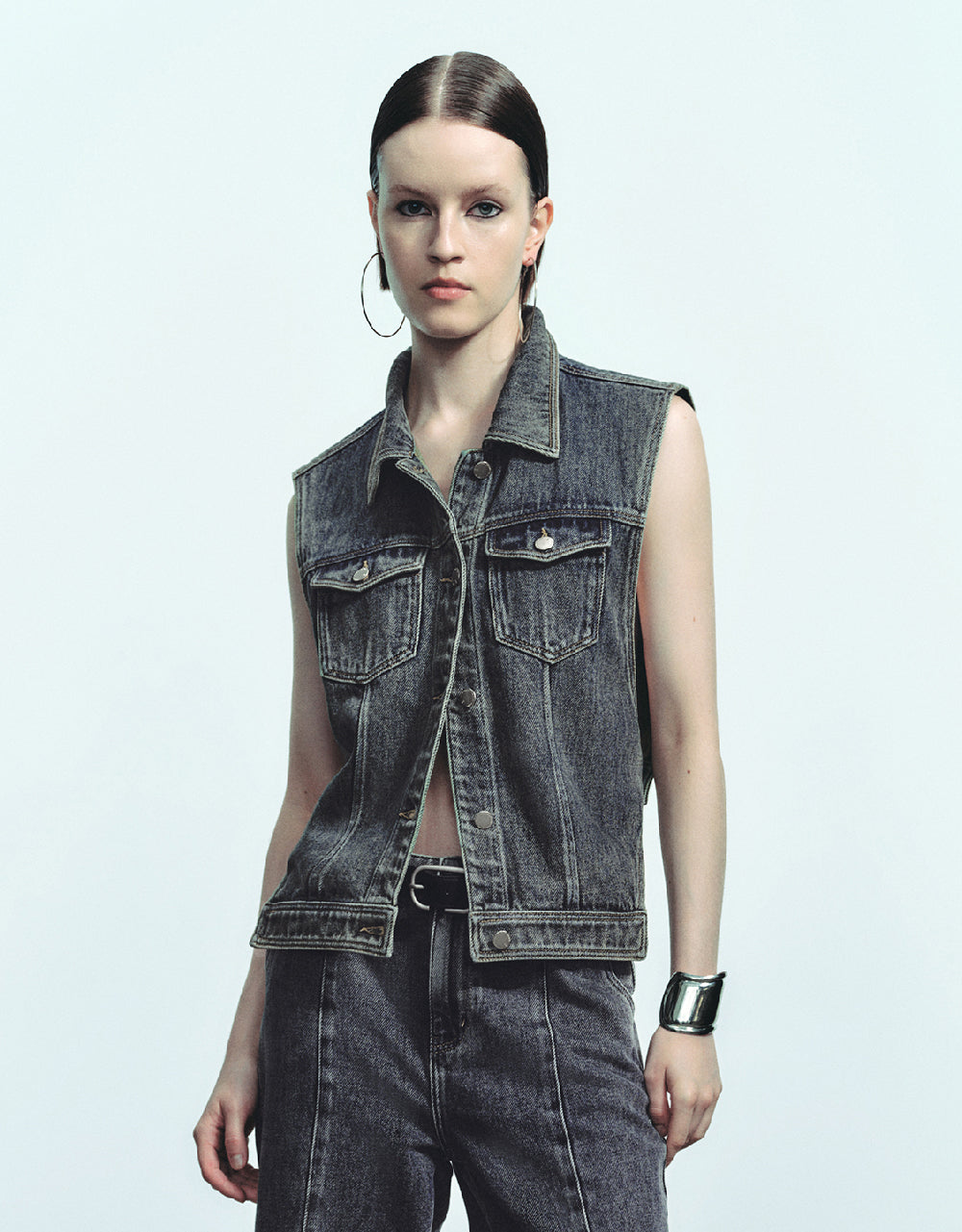 Lapel Denim Waistcoat