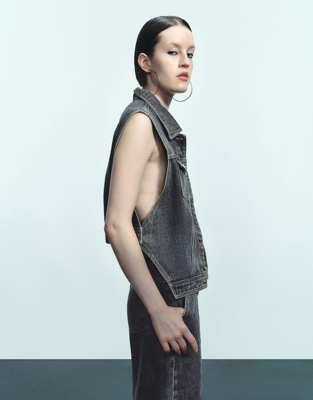 Lapel Denim Waistcoat