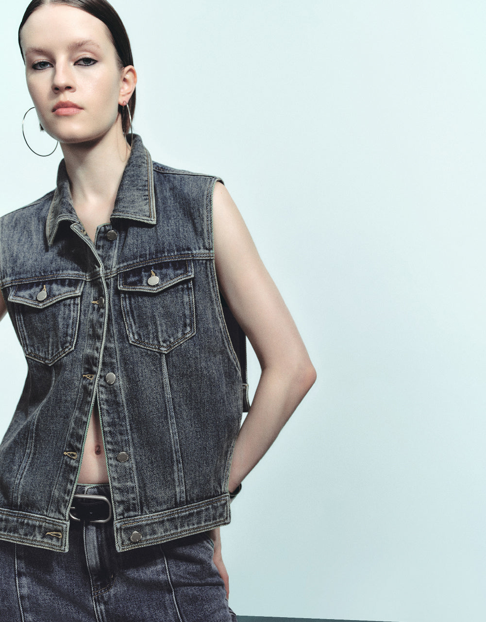 Lapel Denim Waistcoat