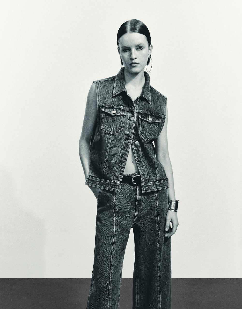 Lapel Denim Waistcoat