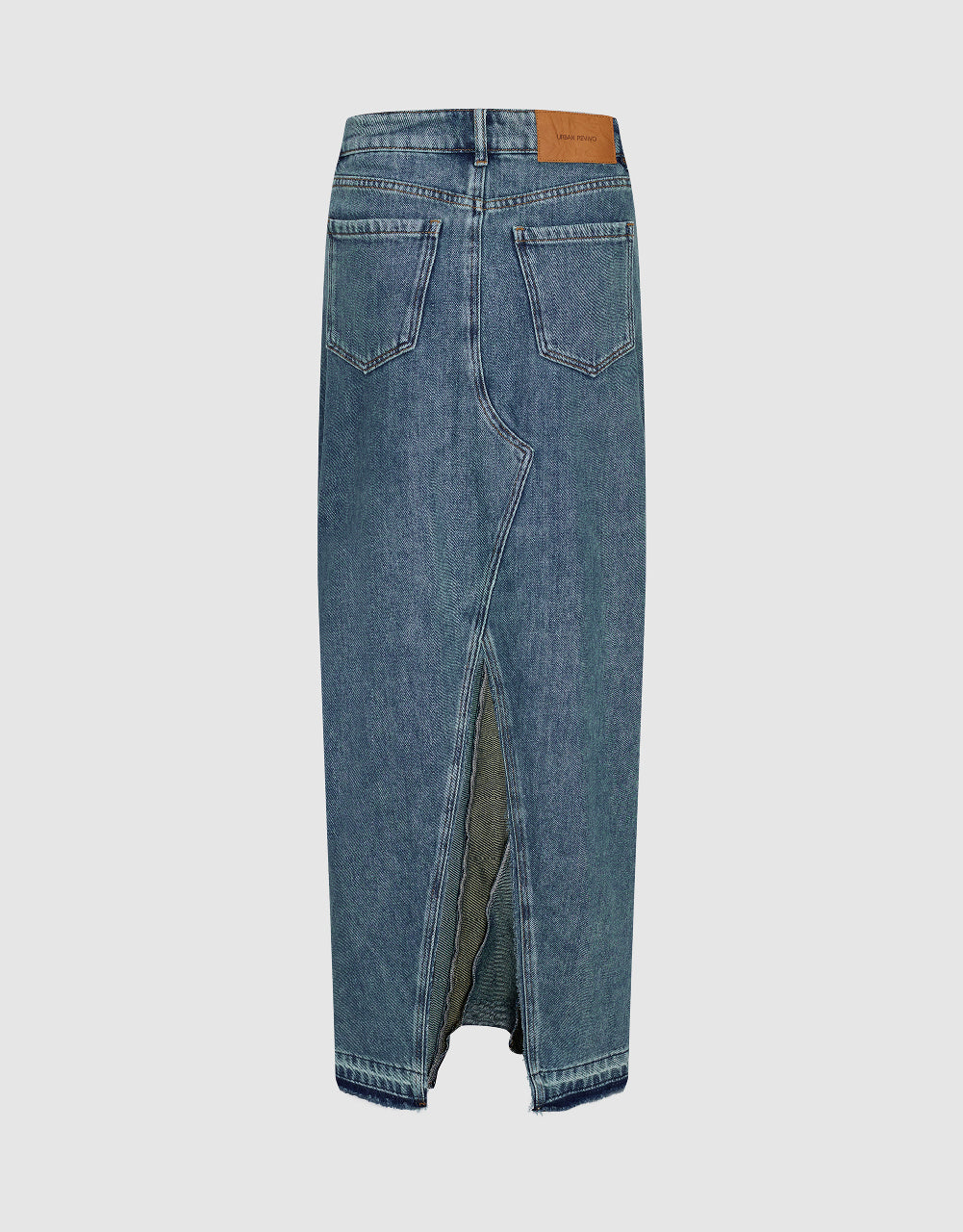 Split Hem Maxi Straight Denim Skirt
