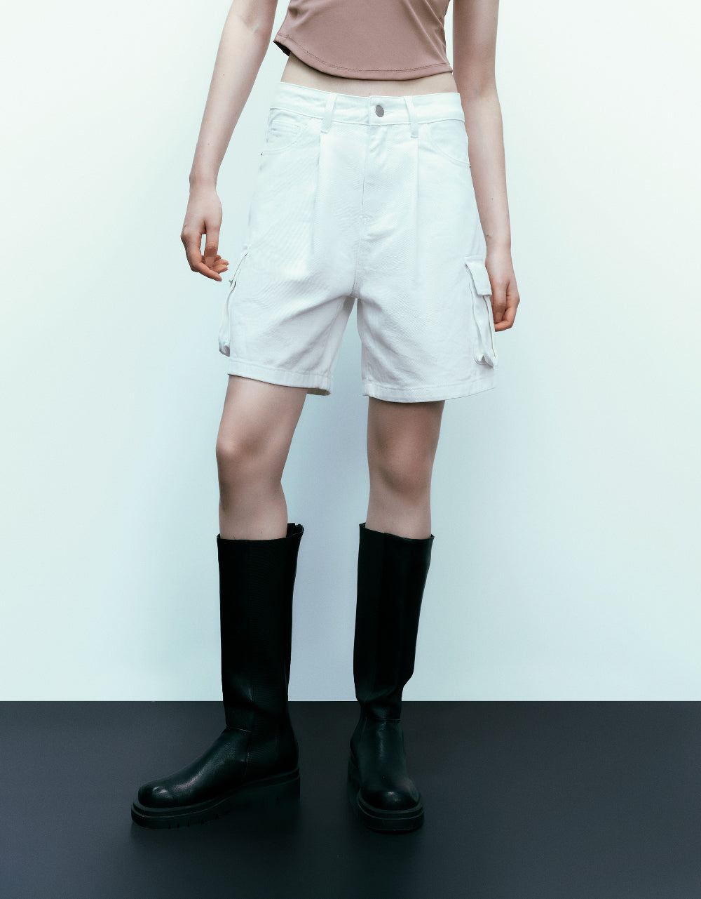 Multi-Pocket Denim Shorts