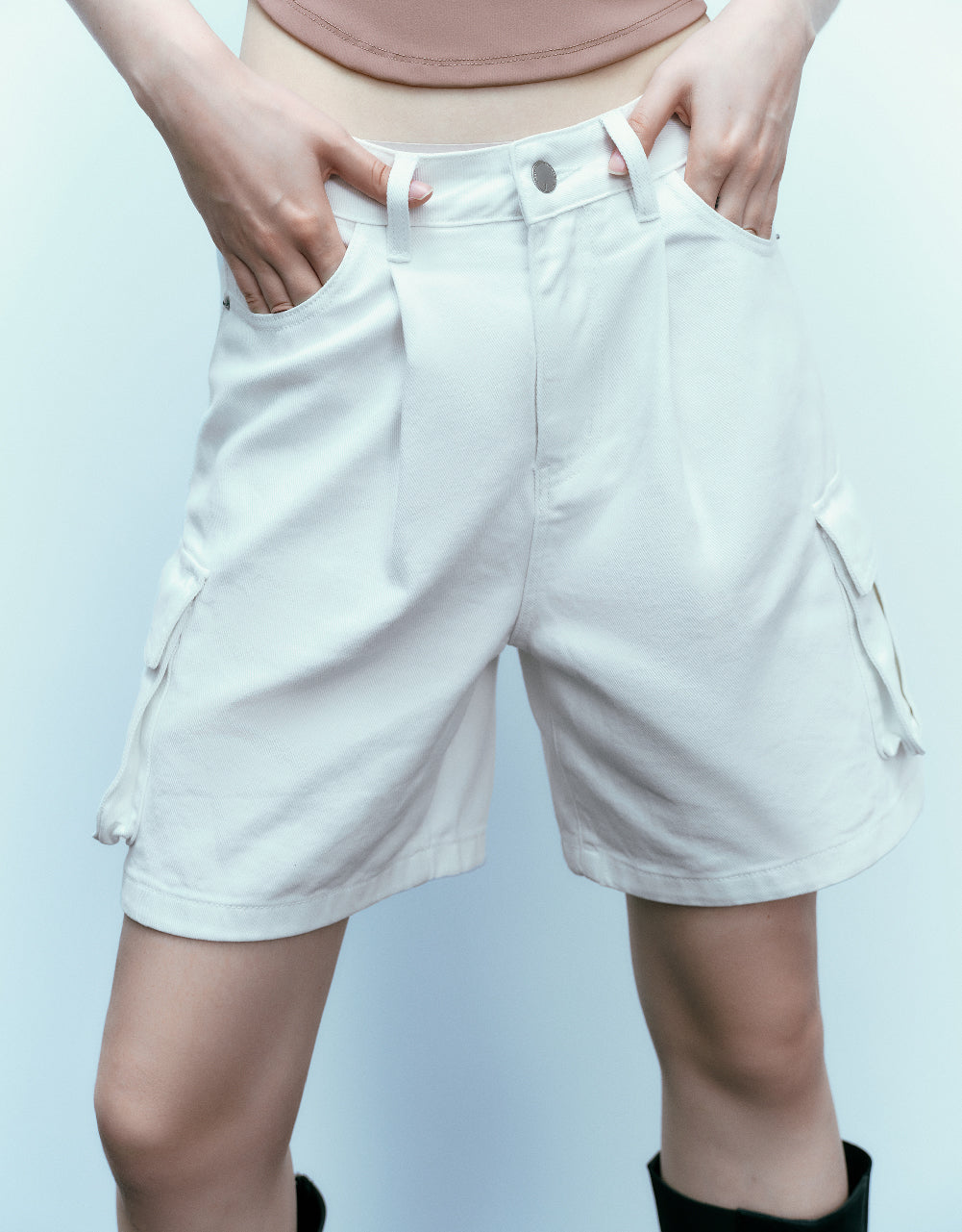 Multi-Pocket Denim Shorts