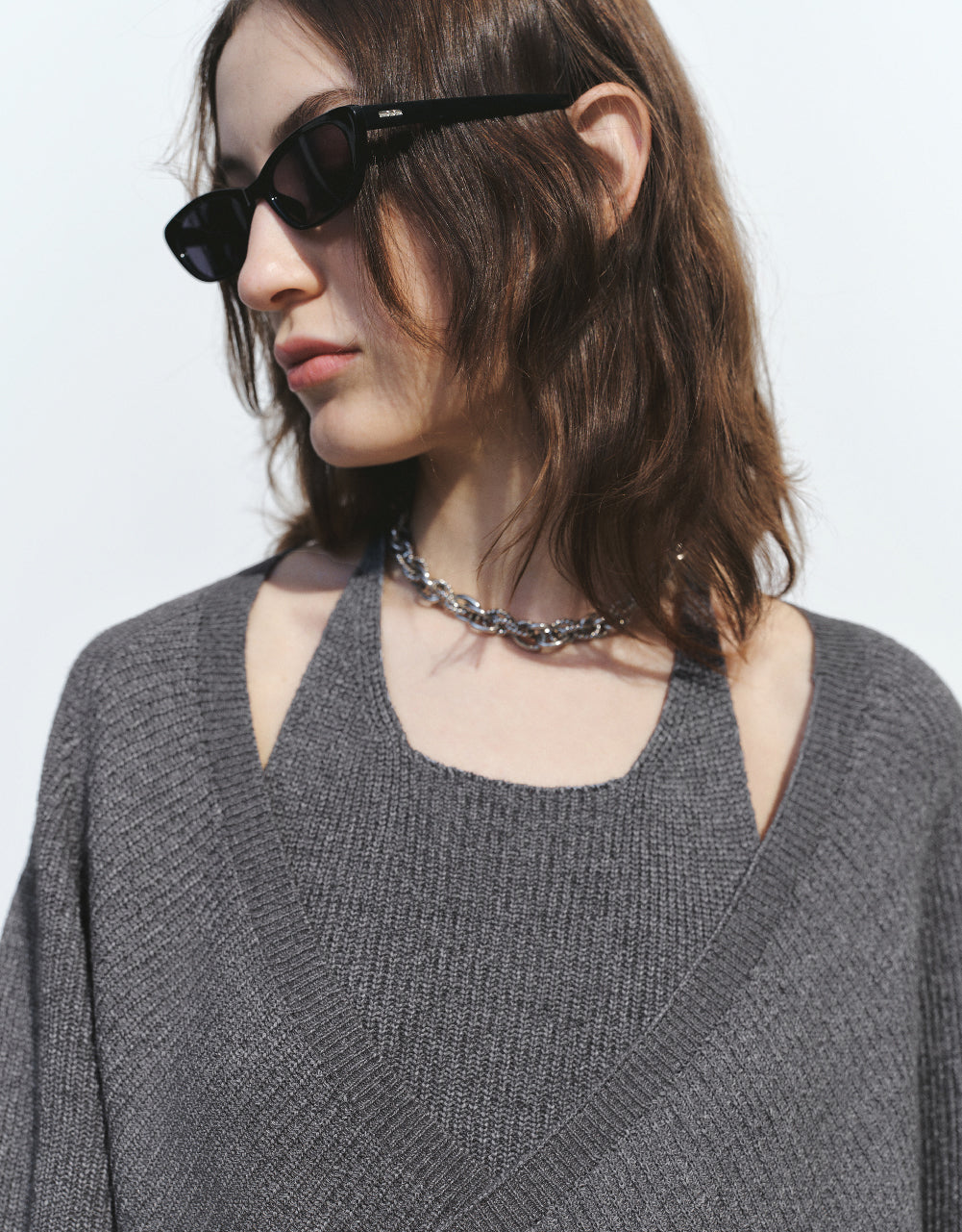 2 In 1 U Neck Knitted T-Shirt