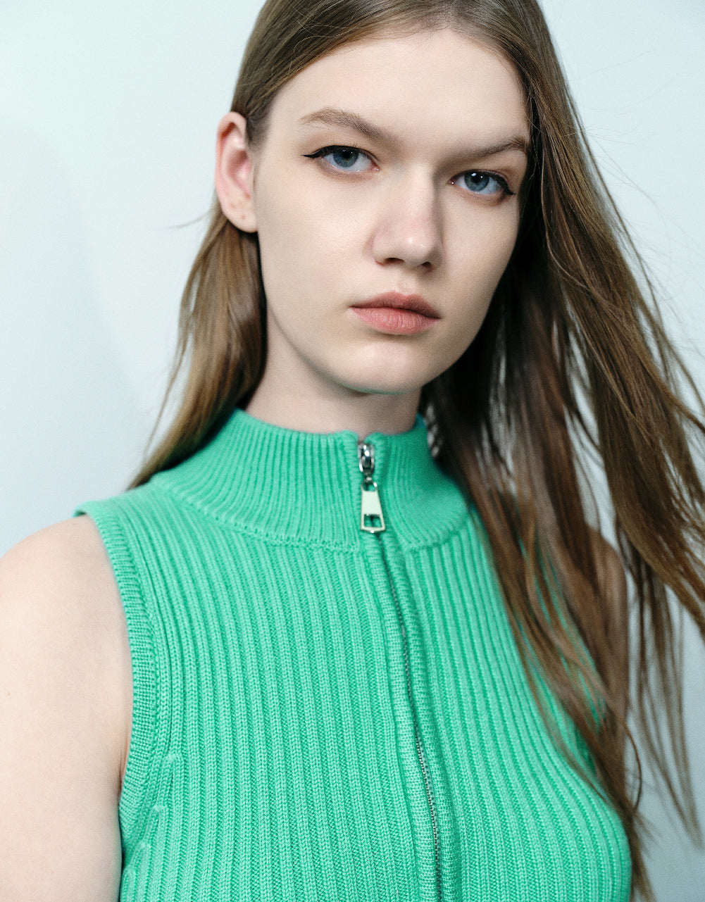 Zipper Front Knitted Vest