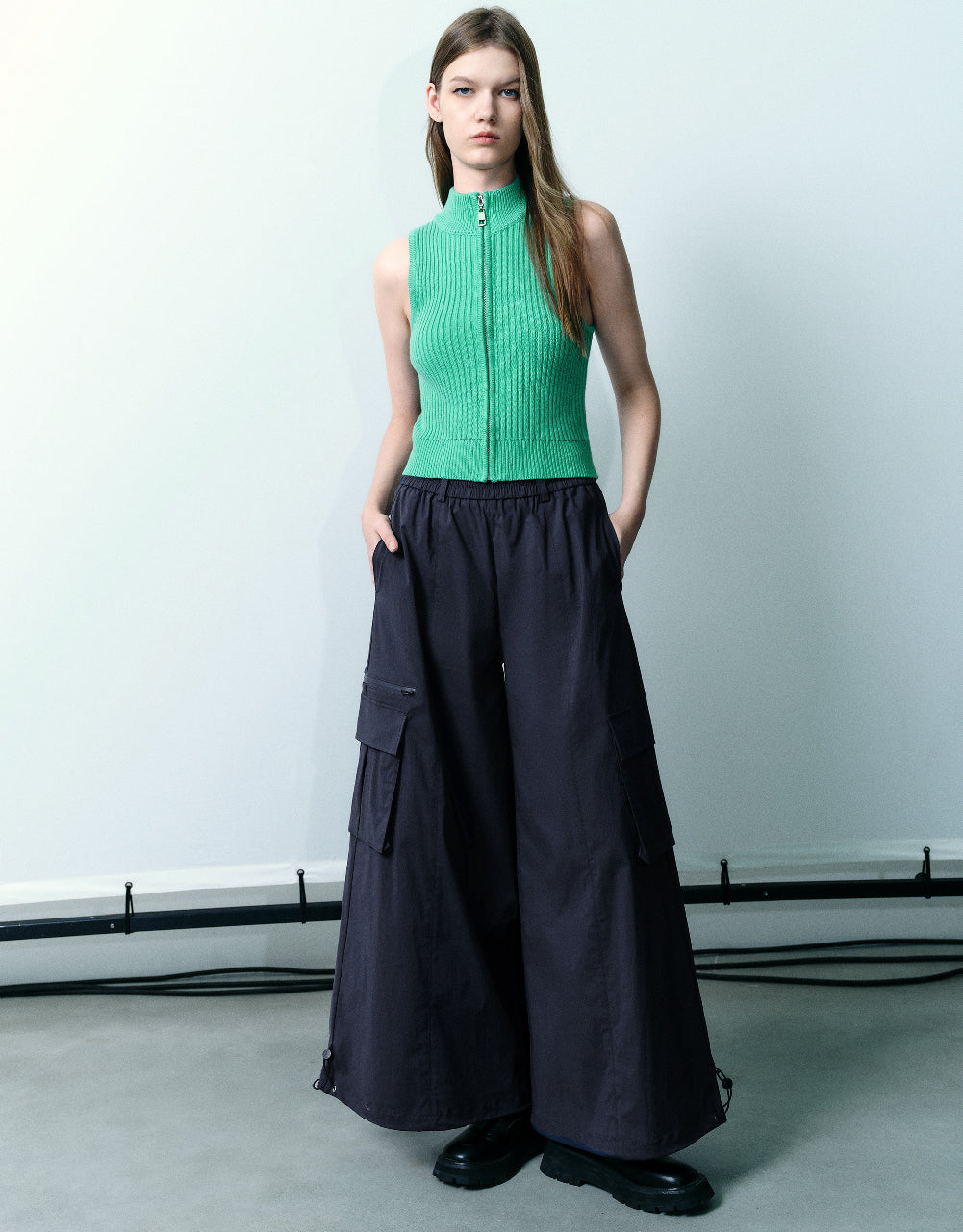 Zipper Front Knitted Vest