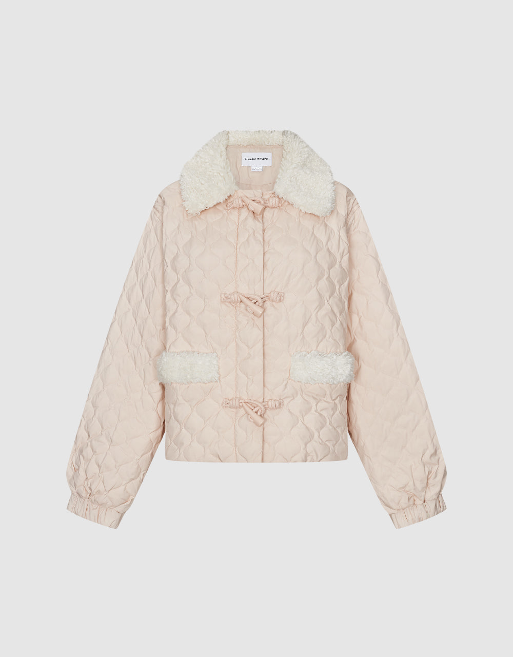Embossed Down Jacket With Furry Collar