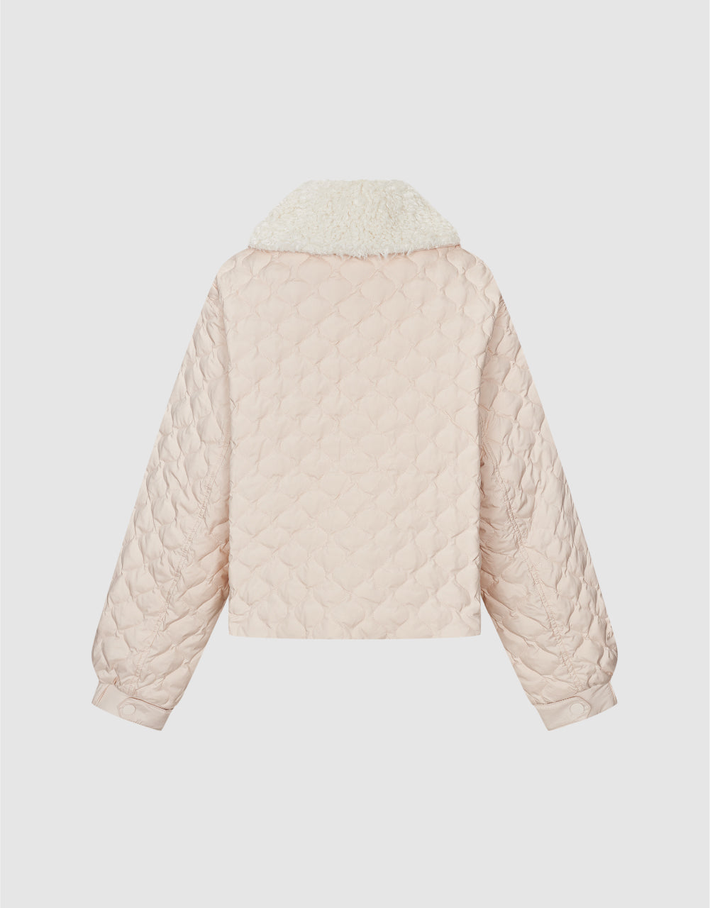 Embossed Down Jacket With Furry Collar