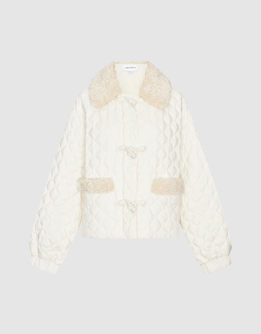Embossed Down Jacket With Furry Collar