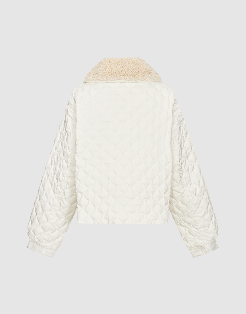 Embossed Down Jacket With Furry Collar