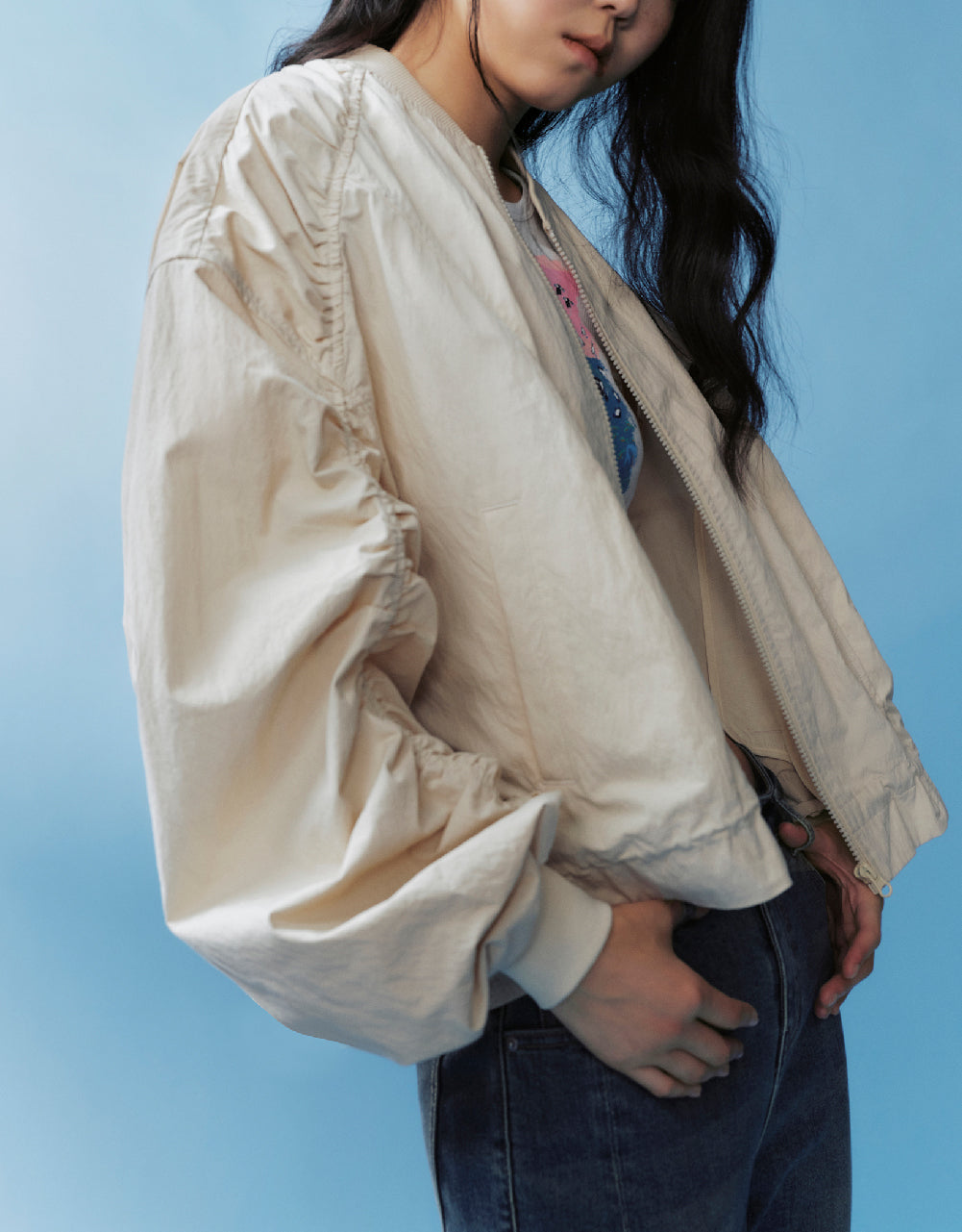 Zipper Front Oversized Jacket