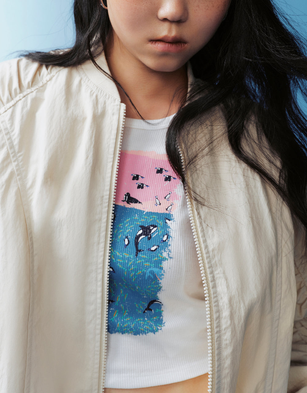 Zipper Front Oversized Jacket