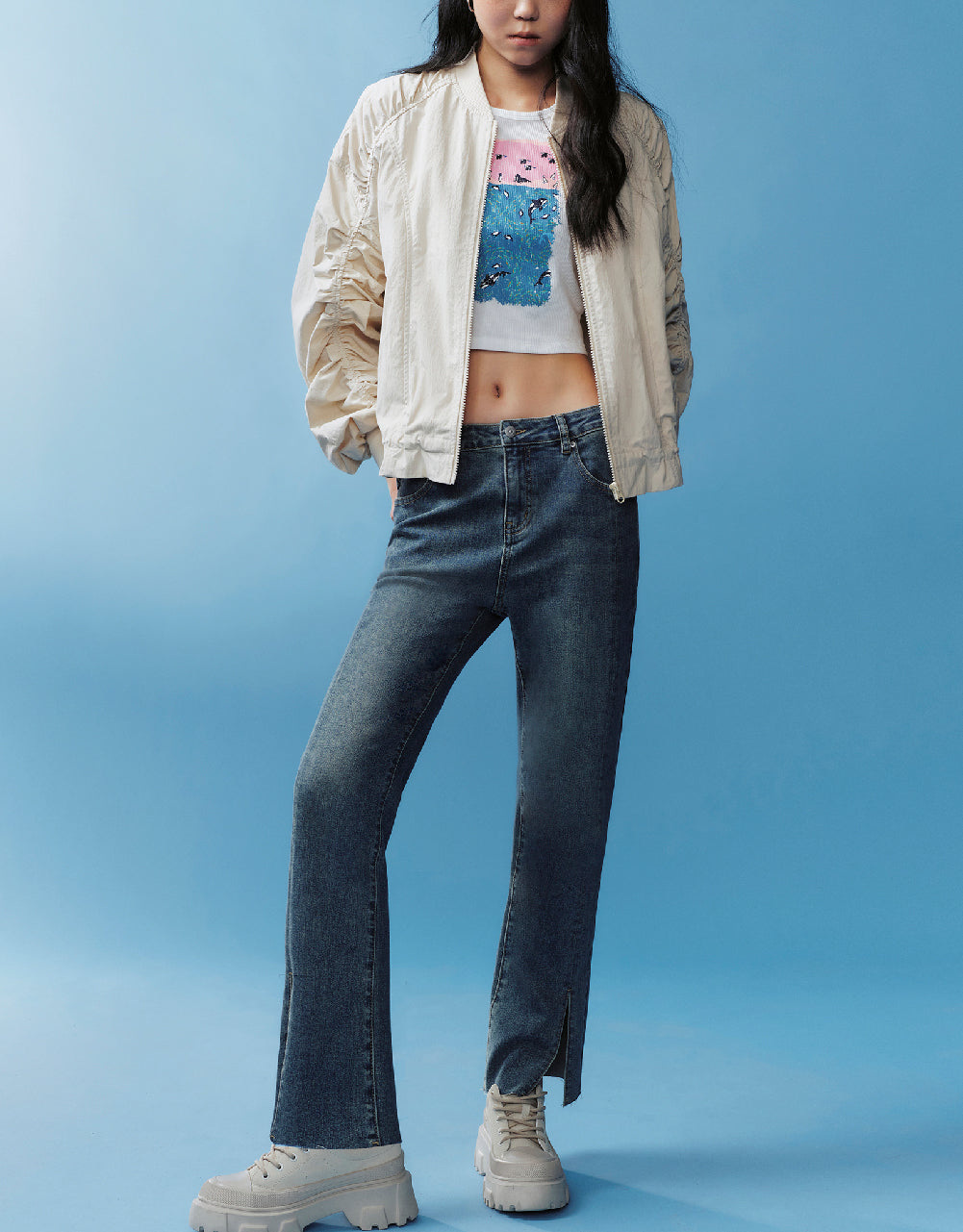 Zipper Front Oversized Jacket
