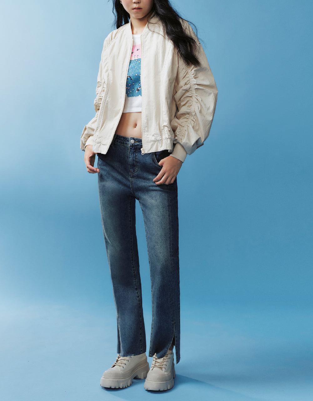 Zipper Front Oversized Jacket